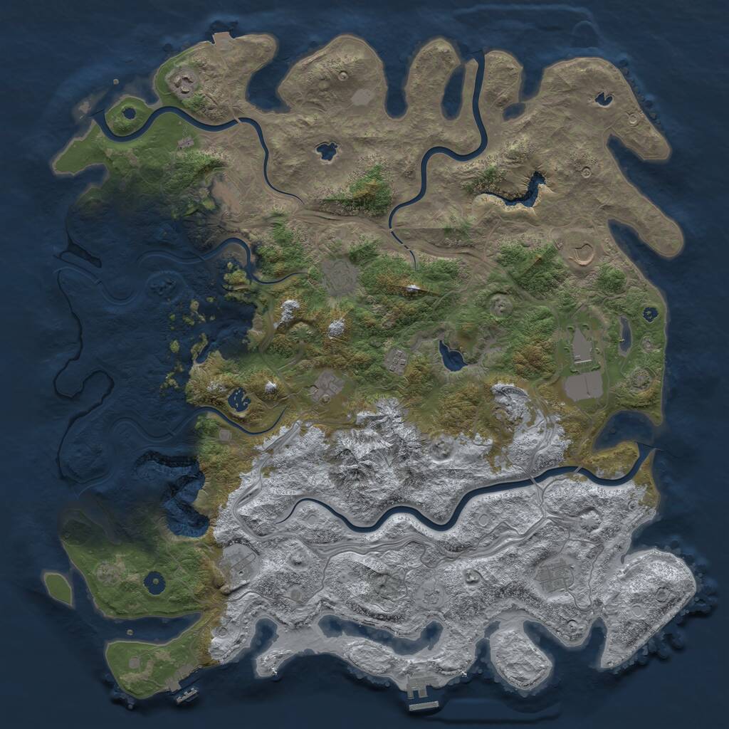 Rust Map: Procedural Map, Size: 5000, Seed: 74742023, 17 Monuments