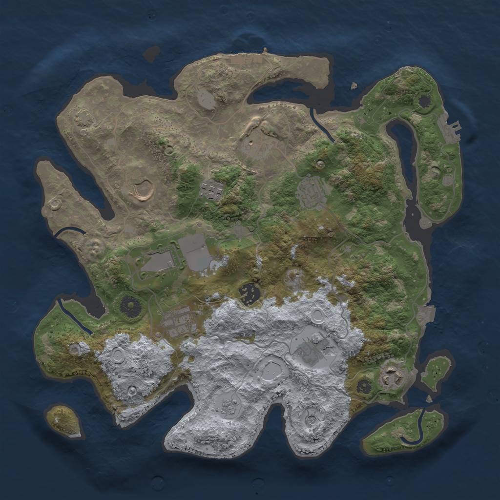 Rust Map: Procedural Map, Size: 3500, Seed: 561112677, 17 Monuments