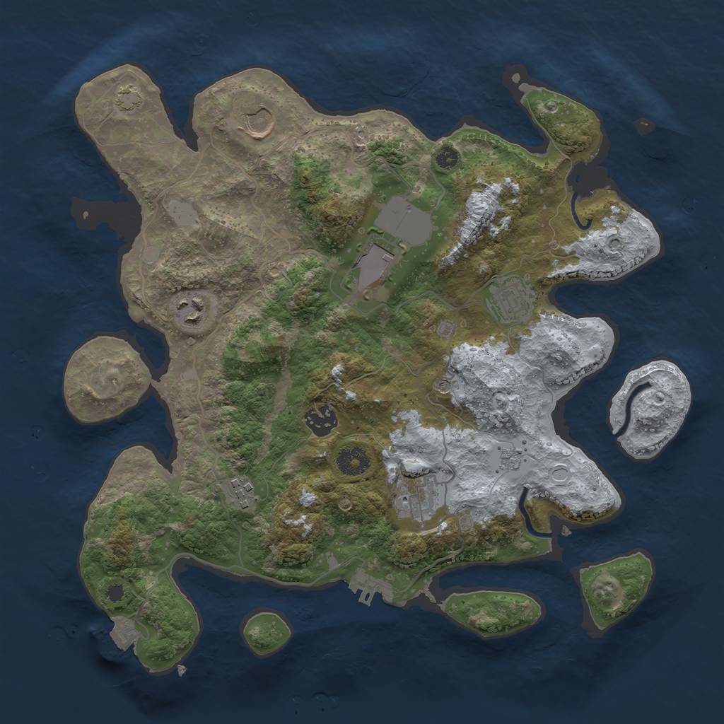 Rust Map: Procedural Map, Size: 3500, Seed: 1826588585, 14 Monuments