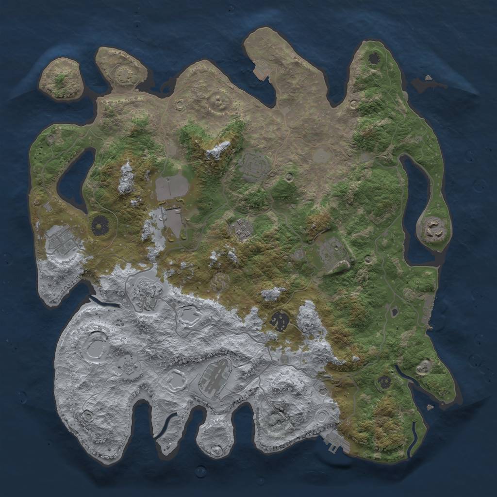 Rust Map: Procedural Map, Size: 3900, Seed: 444415, 17 Monuments