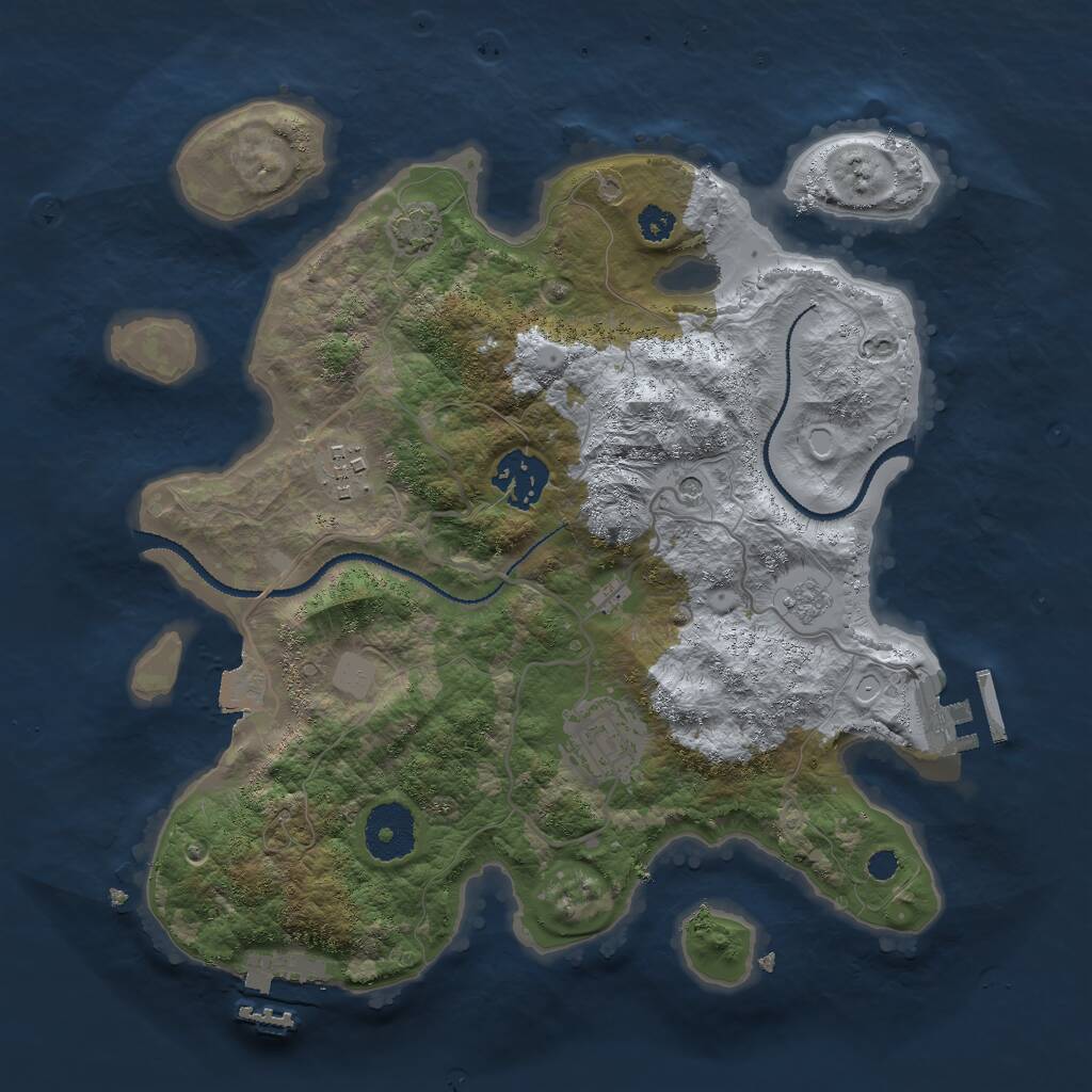 Rust Map: Procedural Map, Size: 3000, Seed: 29887, 9 Monuments