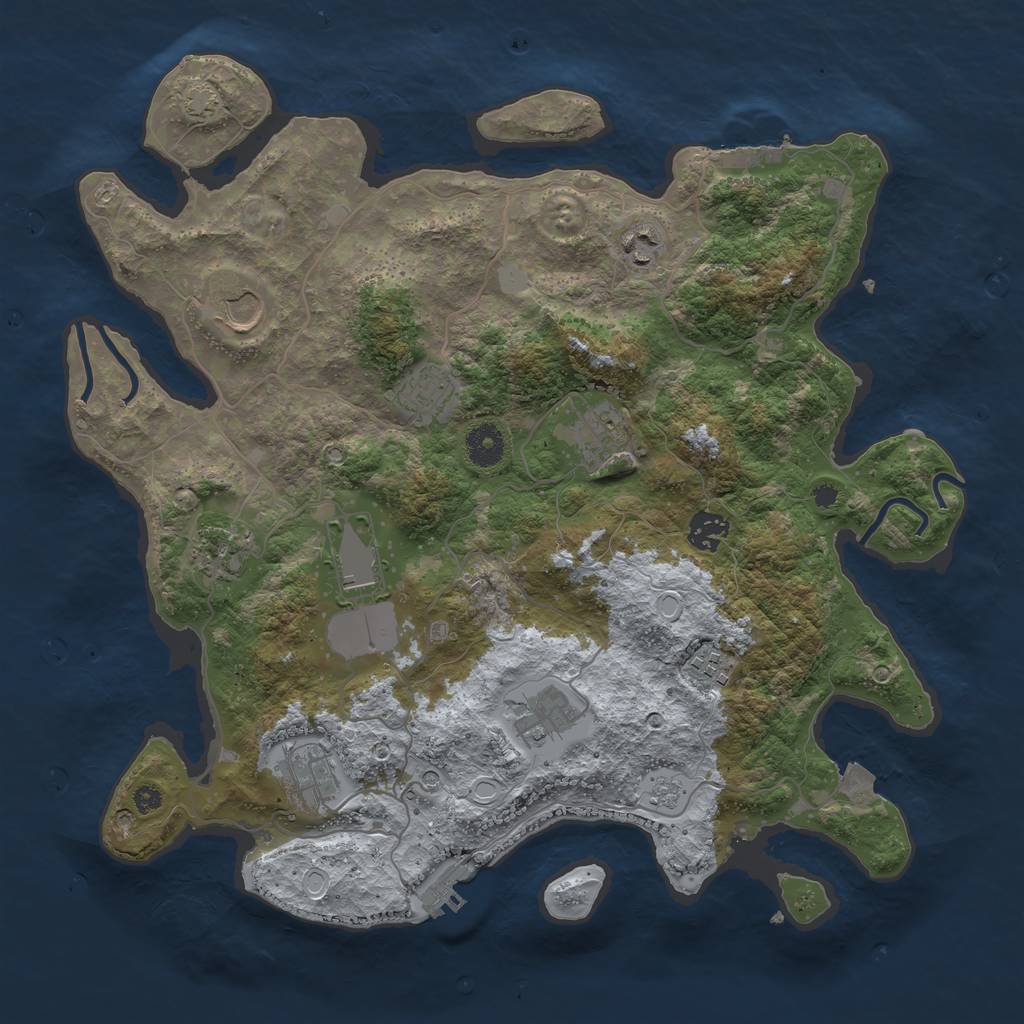 Rust Map: Procedural Map, Size: 3800, Seed: 2025, 18 Monuments