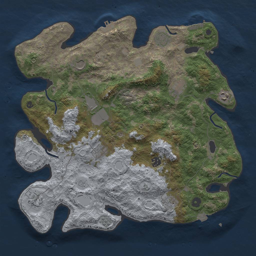 Rust Map: Procedural Map, Size: 3900, Seed: 94183497, 18 Monuments