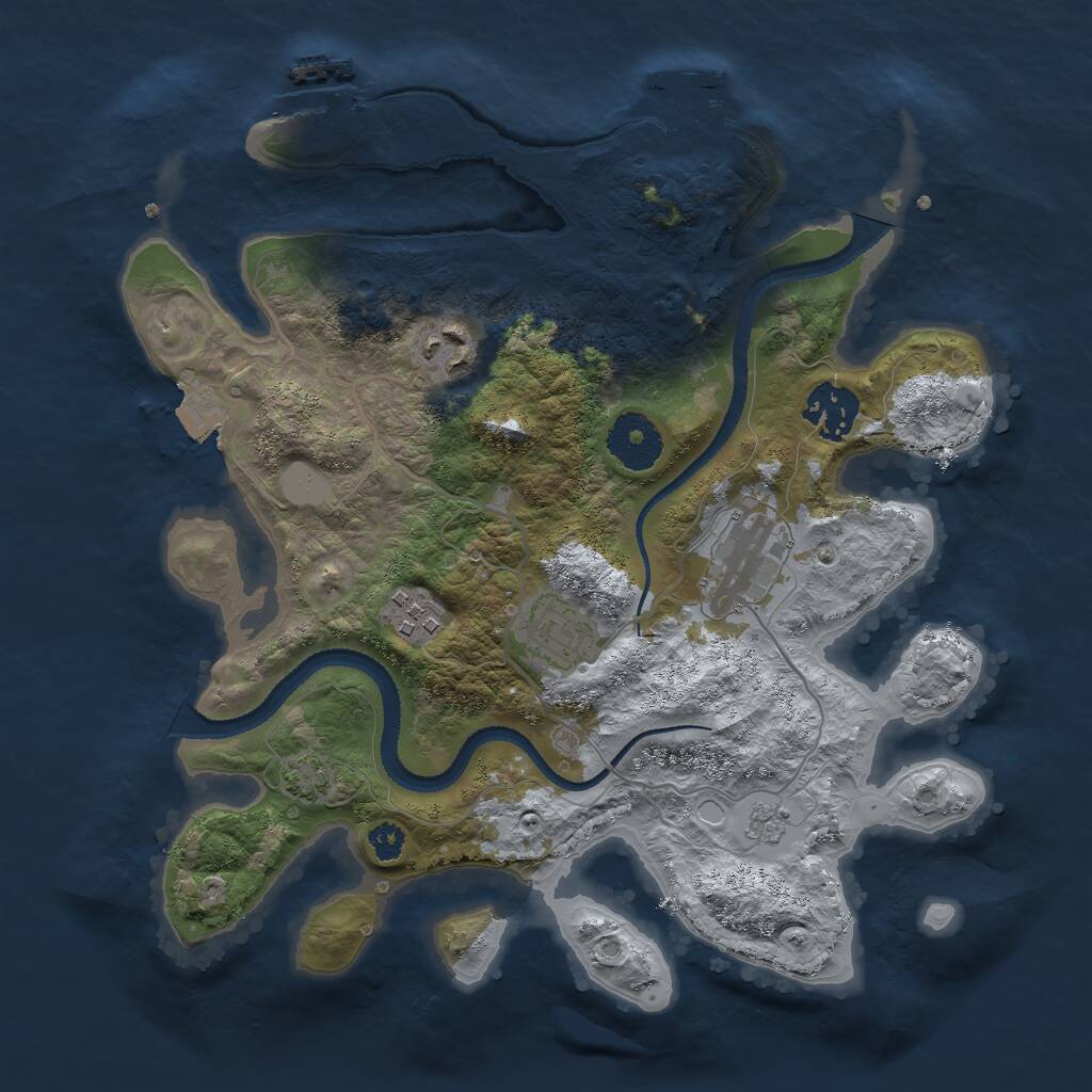 Rust Map: Procedural Map, Size: 3000, Seed: 1921451055, 10 Monuments