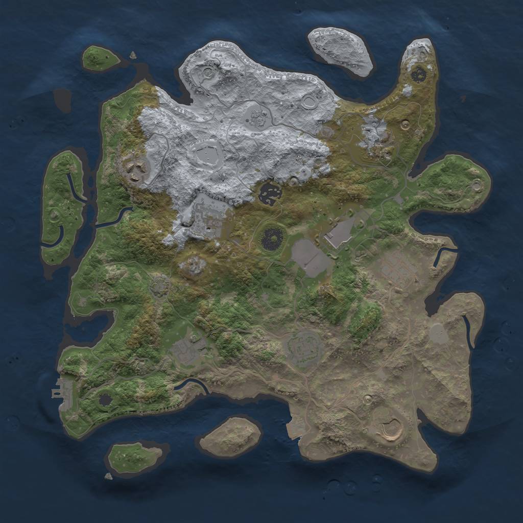 Rust Map: Procedural Map, Size: 3500, Seed: 457832536, 16 Monuments