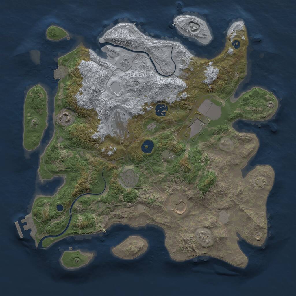 Rust Map: Procedural Map, Size: 3500, Seed: 457832536, 11 Monuments
