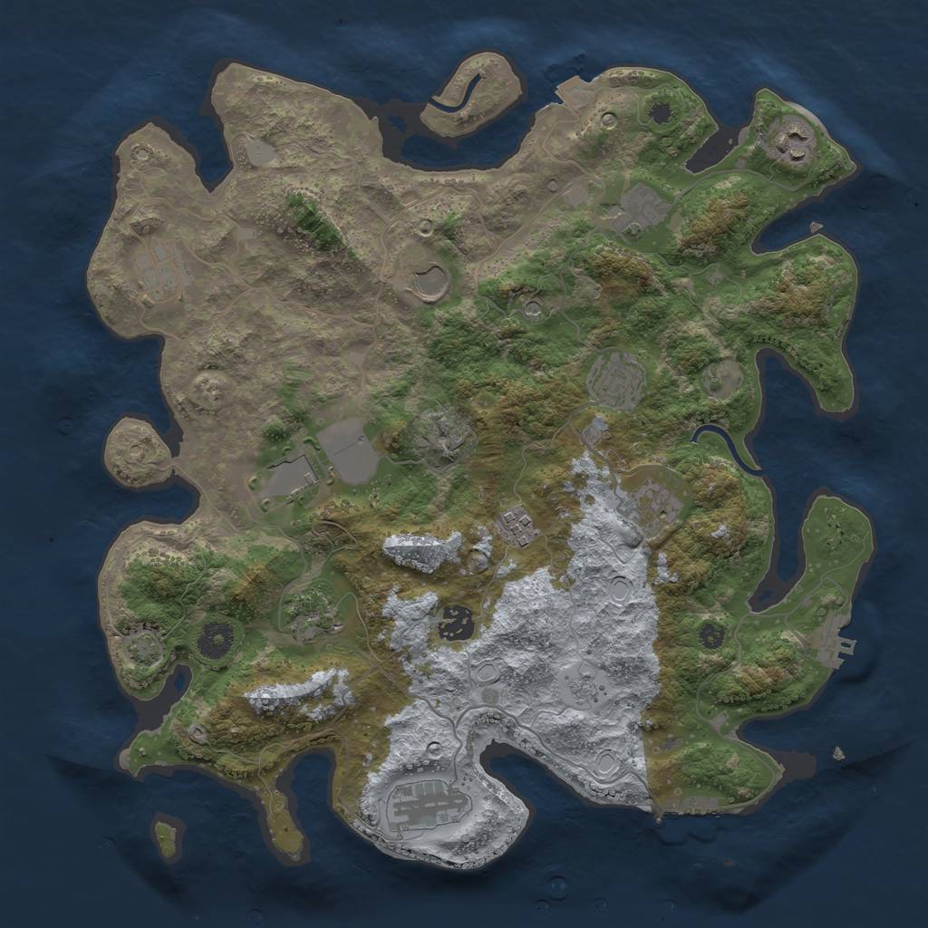 Rust Map: Procedural Map, Size: 3750, Seed: 2080986349, 19 Monuments