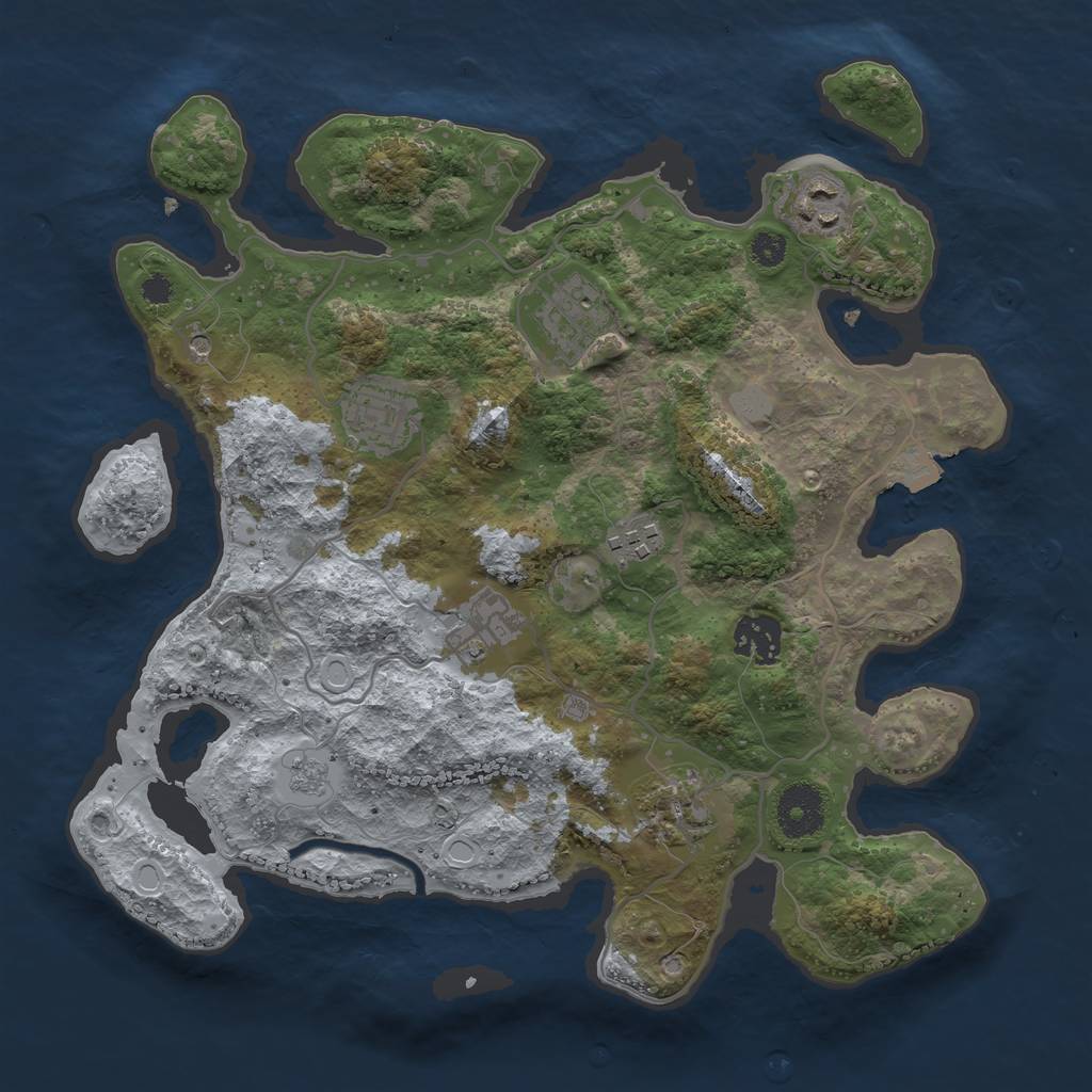 Rust Map: Procedural Map, Size: 3250, Seed: 252812866, 12 Monuments
