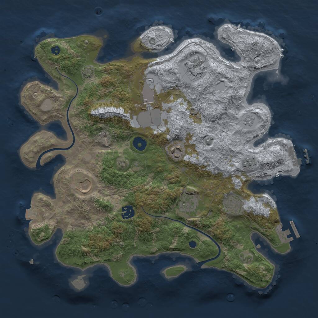 Rust Map: Procedural Map, Size: 3500, Seed: 8043943, 13 Monuments