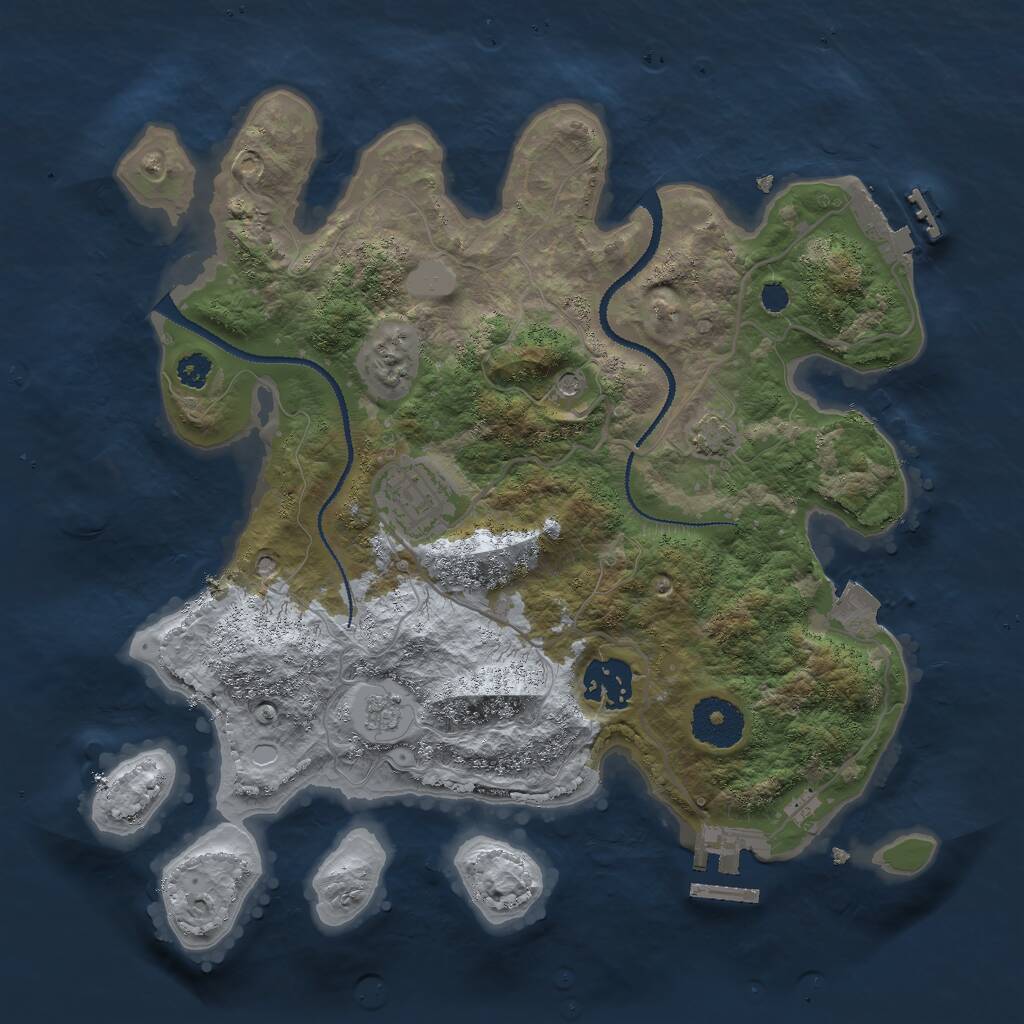 Rust Map: Procedural Map, Size: 3000, Seed: 69953183, 8 Monuments