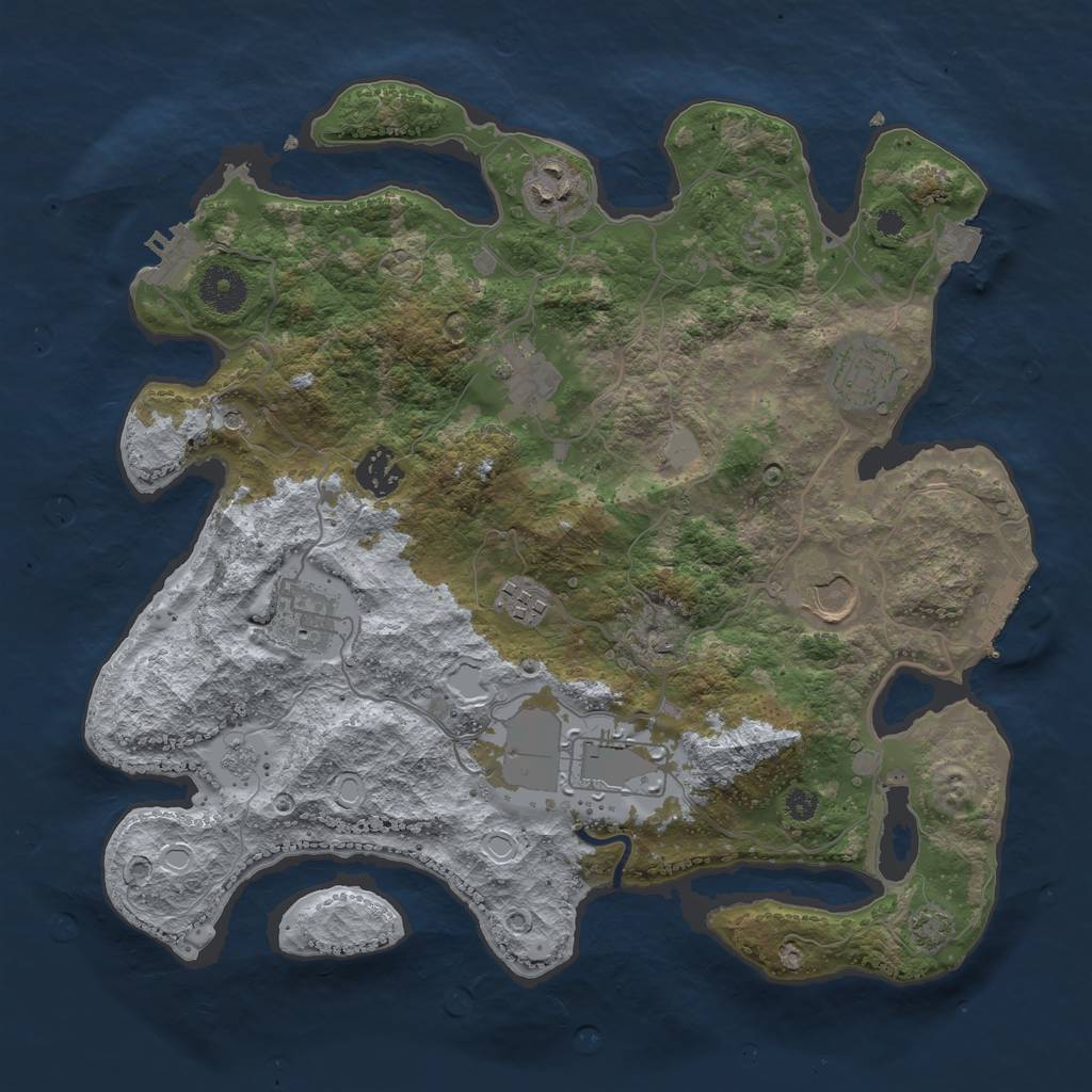 Rust Map: Procedural Map, Size: 3500, Seed: 1203088691, 16 Monuments