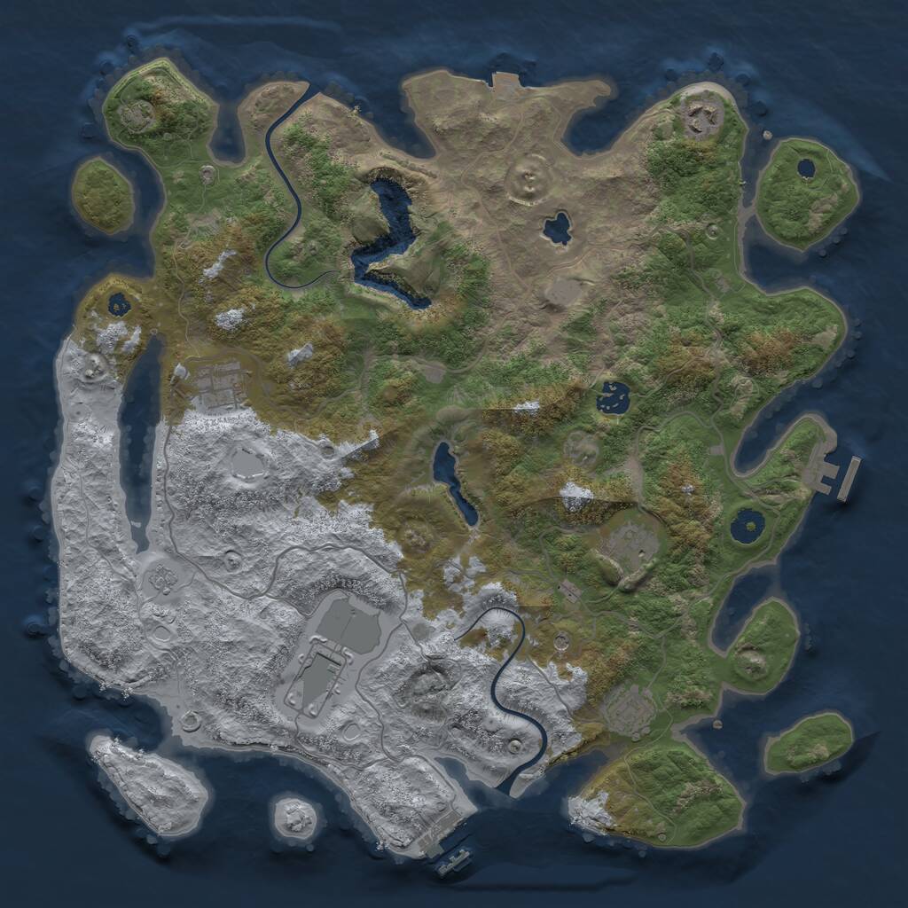 Rust Map: Procedural Map, Size: 4000, Seed: 17162998, 12 Monuments