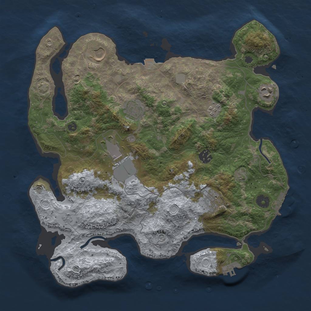 Rust Map: Procedural Map, Size: 3500, Seed: 1993237879, 15 Monuments