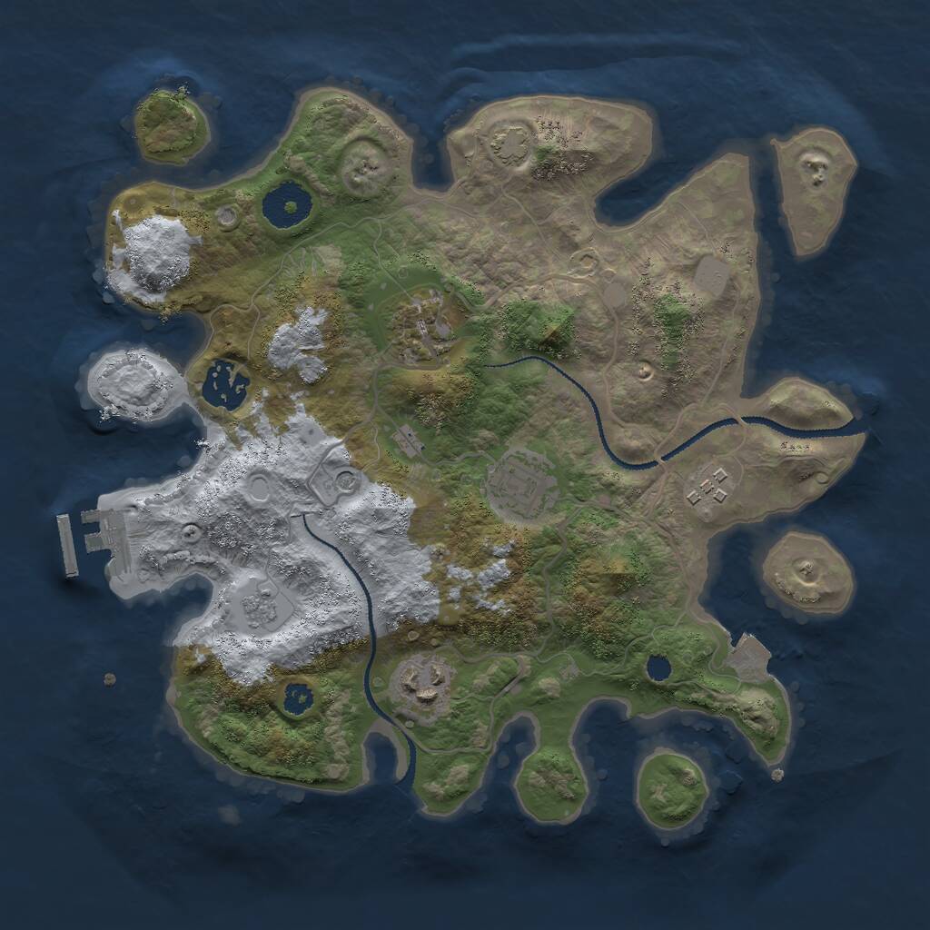 Rust Map: Procedural Map, Size: 3000, Seed: 11157, 10 Monuments