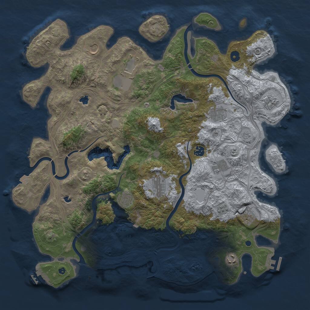 Rust Map: Procedural Map, Size: 4500, Seed: 745511996, 17 Monuments