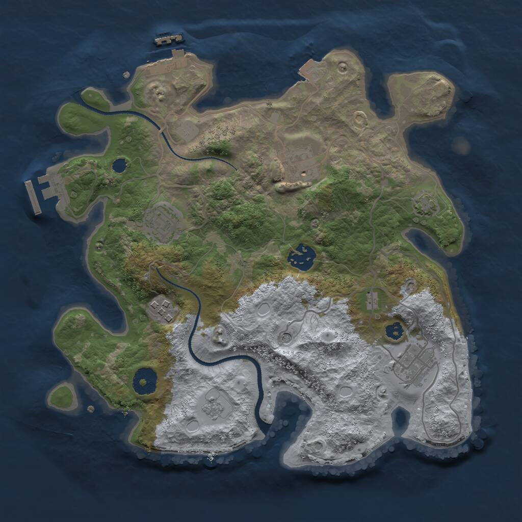 Rust Map: Procedural Map, Size: 3000, Seed: 1275180496, 11 Monuments
