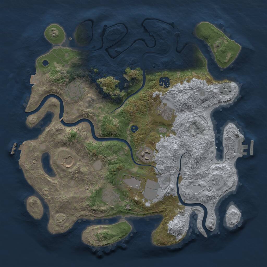 Rust Map: Procedural Map, Size: 3600, Seed: 65228830, 14 Monuments