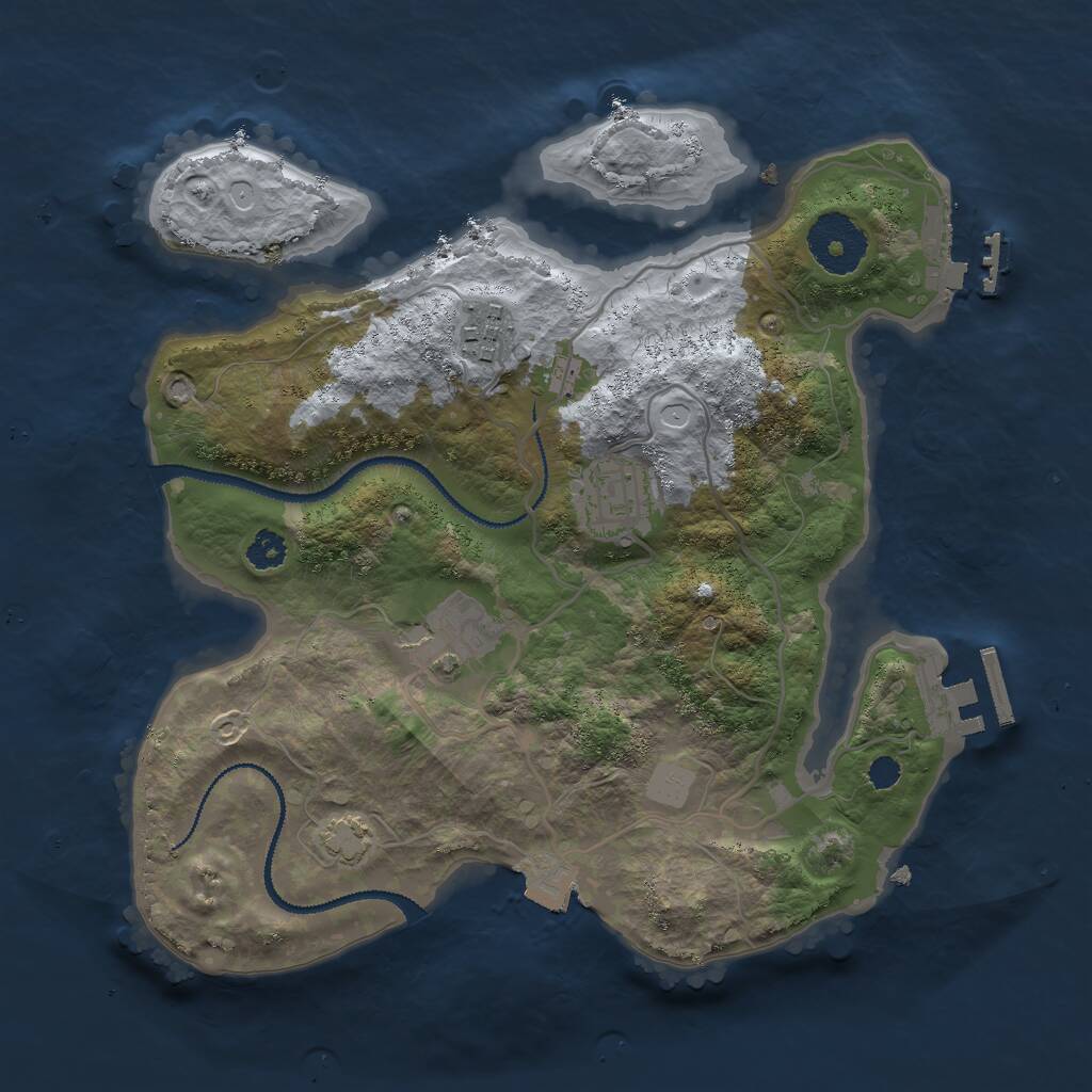 Rust Map: Procedural Map, Size: 2800, Seed: 743212941, 7 Monuments