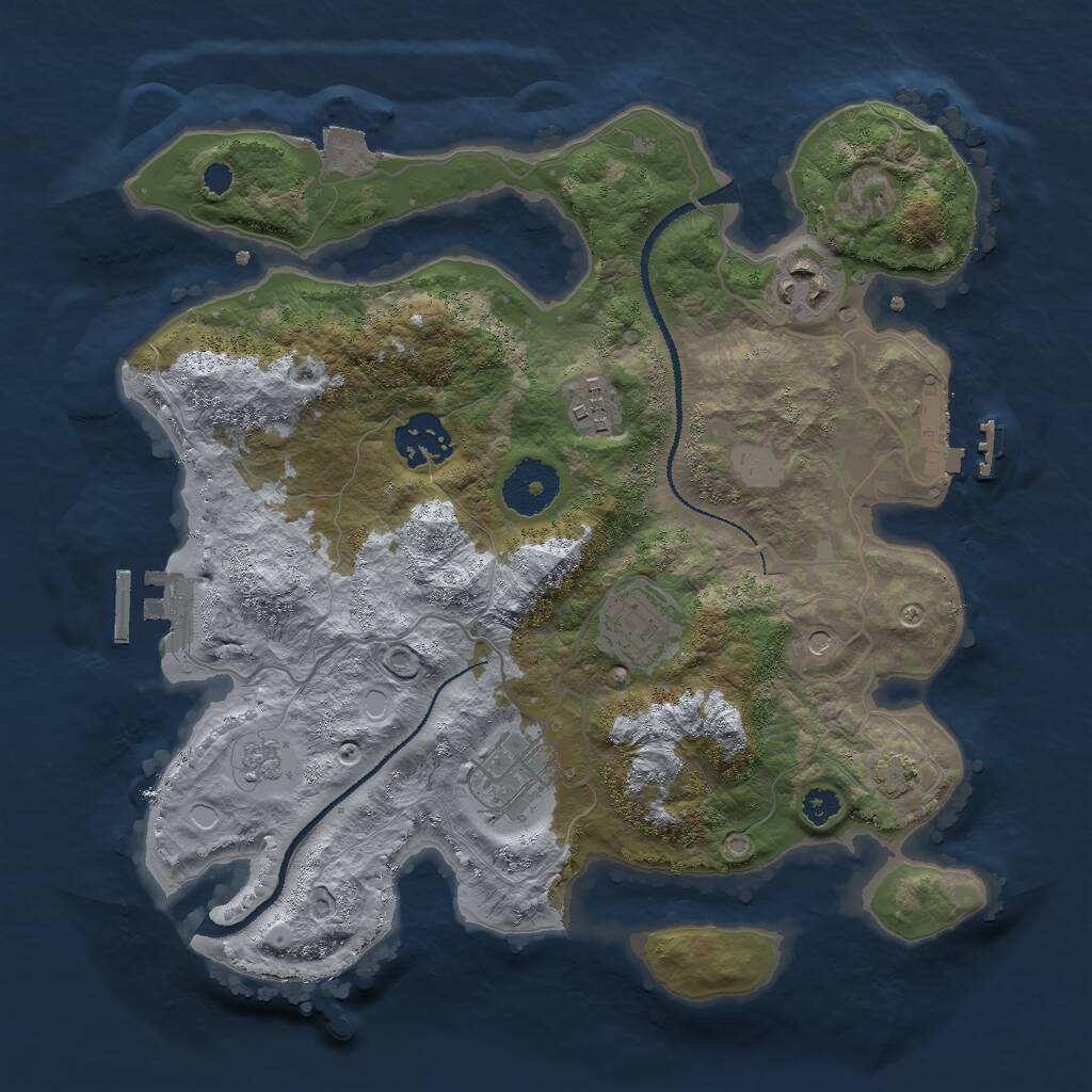 Rust Map: Procedural Map, Size: 3000, Seed: 442536595, 11 Monuments