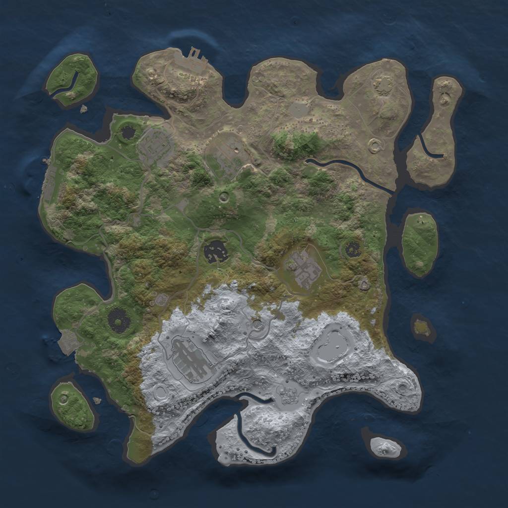 Rust Map: Procedural Map, Size: 3250, Seed: 2116615312, 13 Monuments