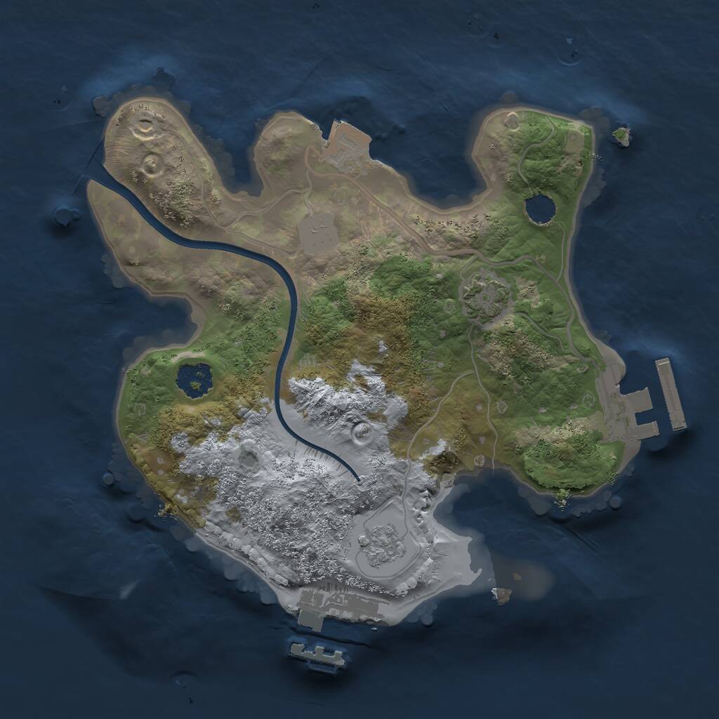 Rust Map: Procedural Map, Size: 2000, Seed: 476023, 5 Monuments