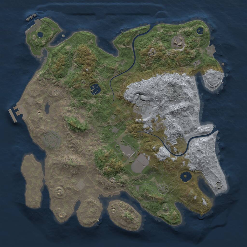 Rust Map: Procedural Map, Size: 3500, Seed: 55453076, 11 Monuments