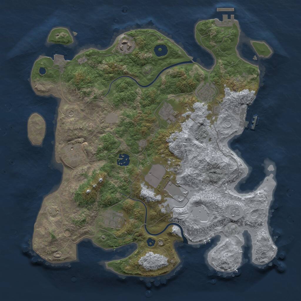 Rust Map: Procedural Map, Size: 3500, Seed: 68917, 14 Monuments