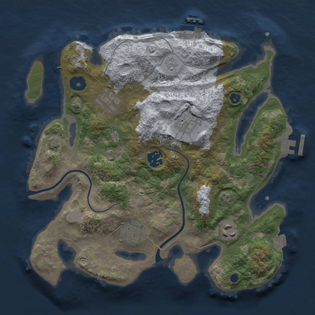 Rust Map: Procedural Map, Size: 3000, Seed: 4107328, 10 Monuments
