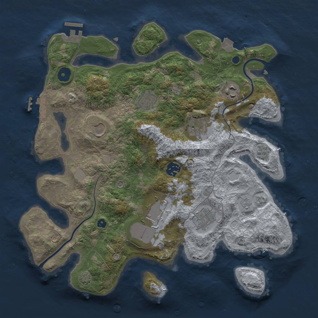 Rust Map: Procedural Map, Size: 3500, Seed: 4657, 14 Monuments