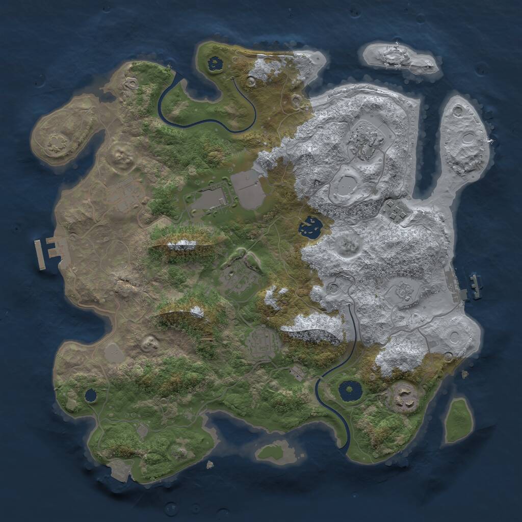 Rust Map: Procedural Map, Size: 3500, Seed: 1970320597, 14 Monuments