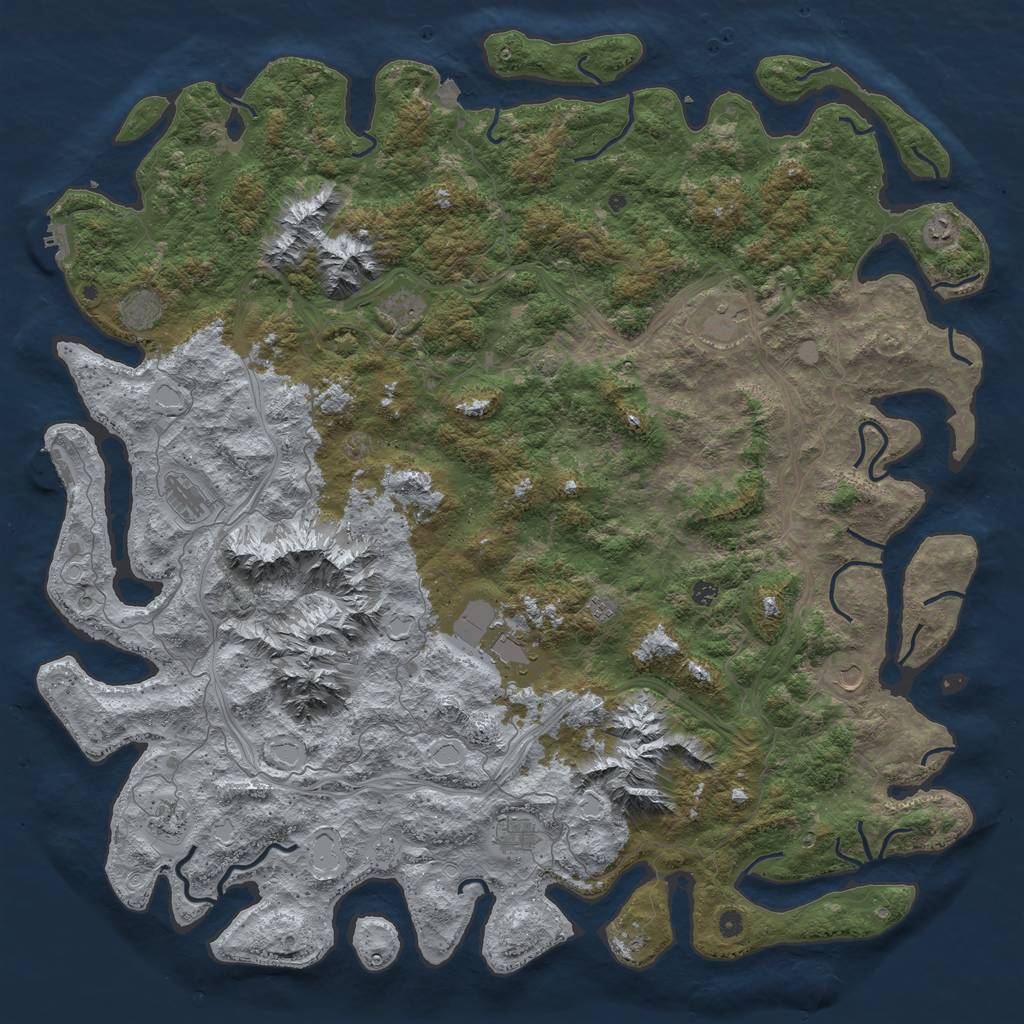 Rust Map: Procedural Map, Size: 6000, Seed: 1913182333, 19 Monuments