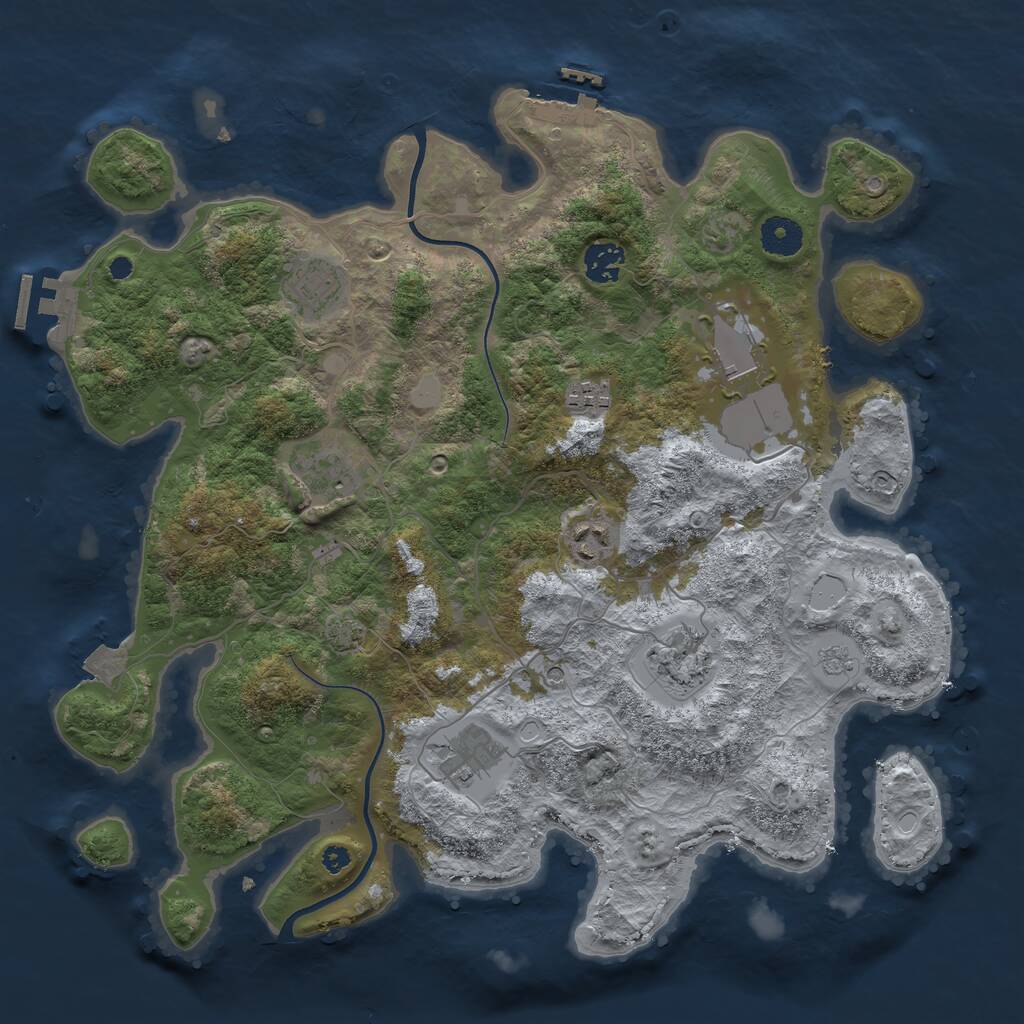 Rust Map: Procedural Map, Size: 3750, Seed: 66408869, 14 Monuments