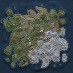 Thumbnail Rust Map: Procedural Map, Size: 3750, Seed: 66408869, 14 Monuments