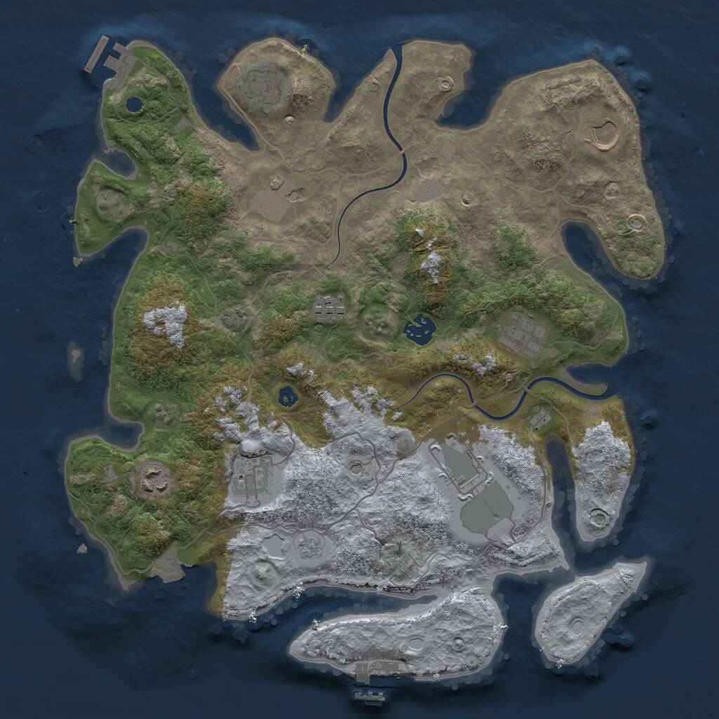 Rust Map: Procedural Map, Size: 3650, Seed: 69203325, 15 Monuments