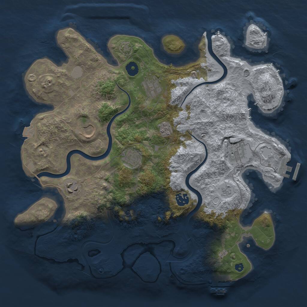 Rust Map: Procedural Map, Size: 3500, Seed: 349180309, 13 Monuments