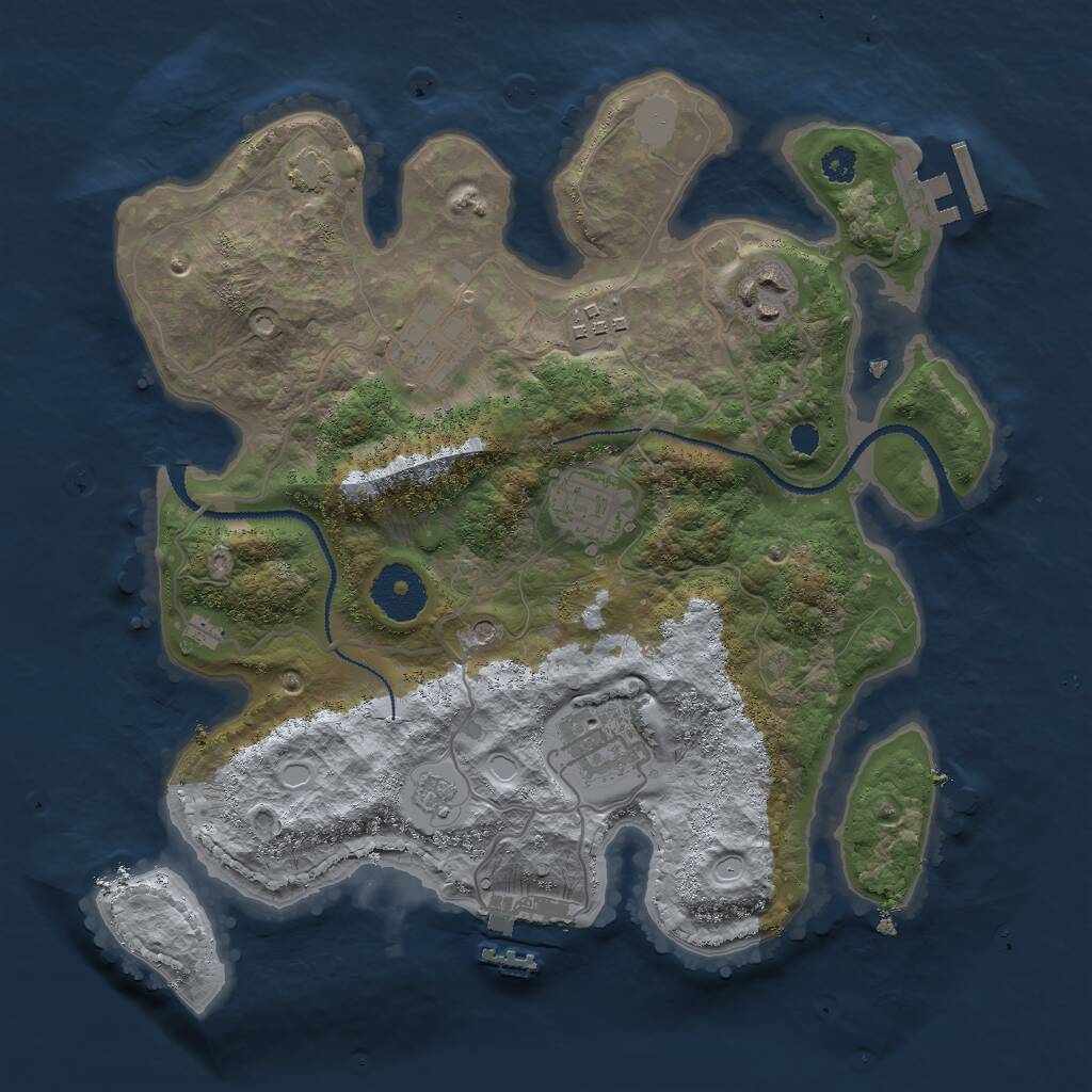 Rust Map: Procedural Map, Size: 3000, Seed: 21455, 11 Monuments