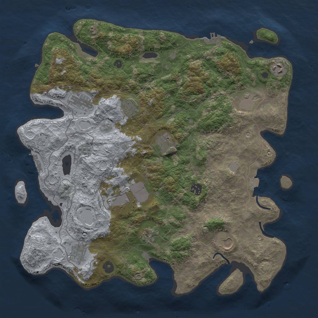Rust Map: Procedural Map, Size: 4100, Seed: 93608725, 19 Monuments