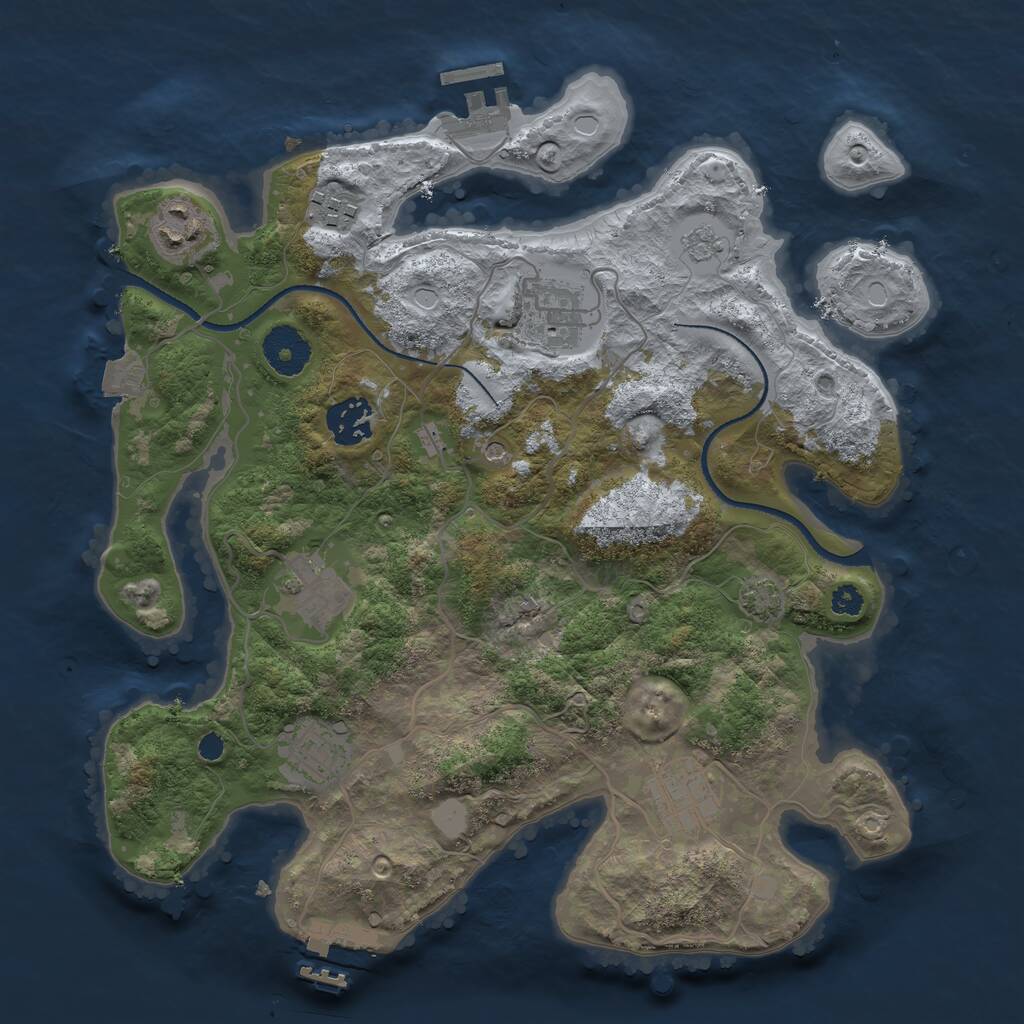 Rust Map: Procedural Map, Size: 3250, Seed: 649396897, 13 Monuments