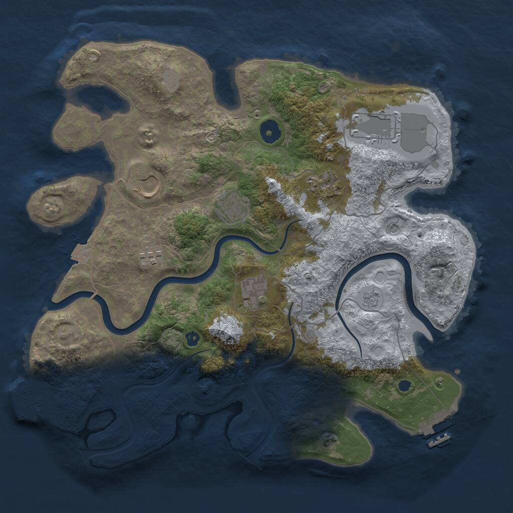 Rust Map: Procedural Map, Size: 3500, Seed: 1407691896, 12 Monuments