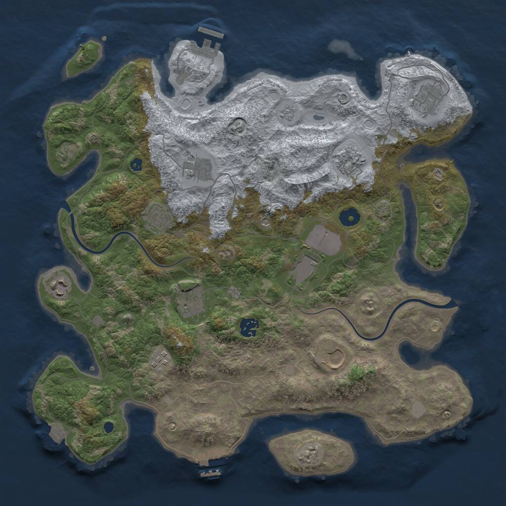 Rust Map: Procedural Map, Size: 3900, Seed: 6597692, 16 Monuments