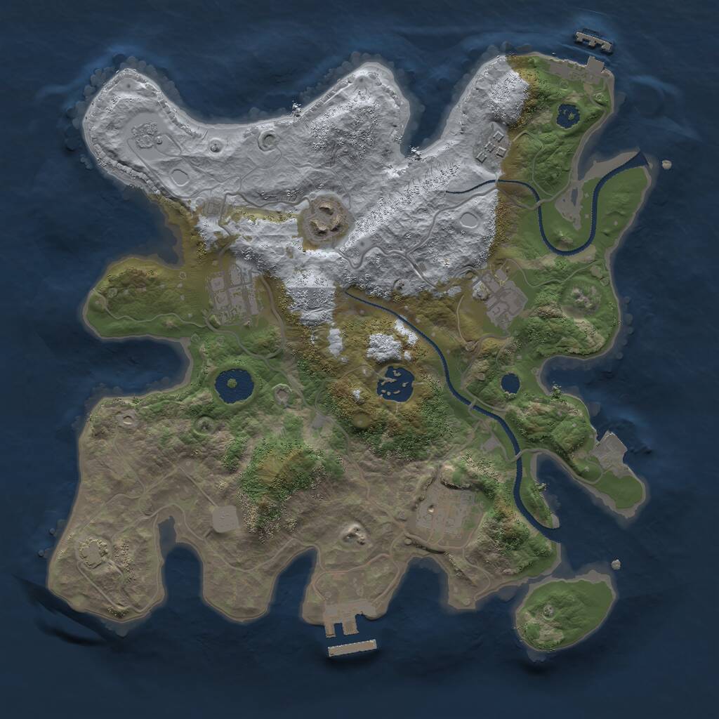 Rust Map: Procedural Map, Size: 3000, Seed: 947186618, 11 Monuments