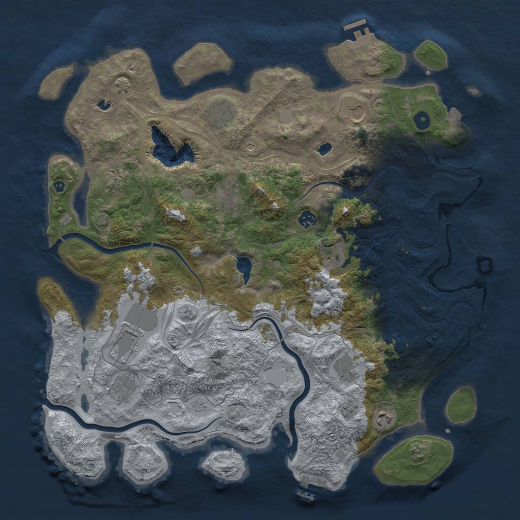 Rust Map: Procedural Map, Size: 4500, Seed: 1593749128, 17 Monuments