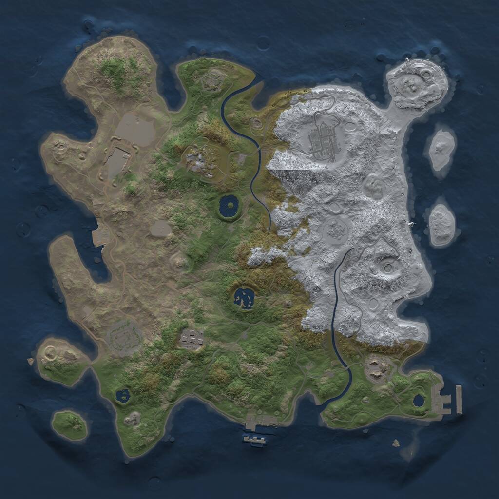 Rust Map: Procedural Map, Size: 3500, Seed: 56925510, 13 Monuments