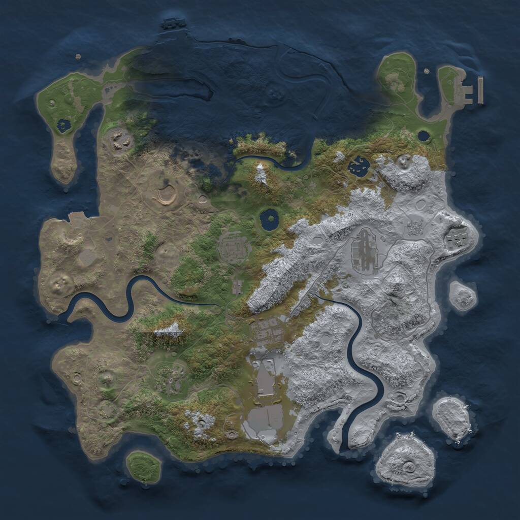 Rust Map: Procedural Map, Size: 3800, Seed: 636290329, 15 Monuments