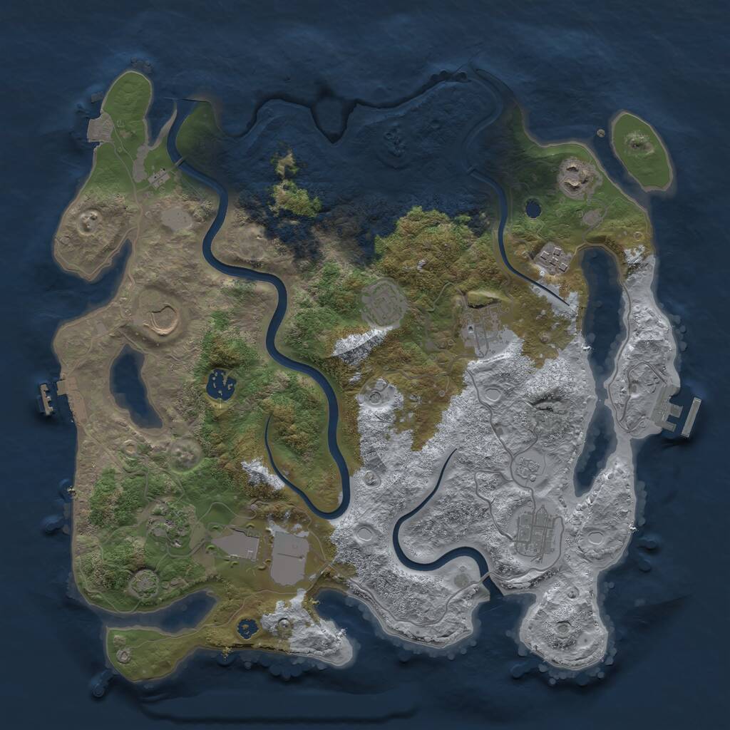 Rust Map: Procedural Map, Size: 3700, Seed: 47056058, 15 Monuments