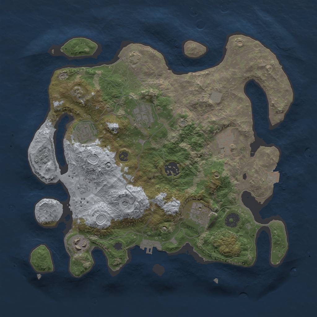 Rust Map: Procedural Map, Size: 3250, Seed: 2095660800, 14 Monuments