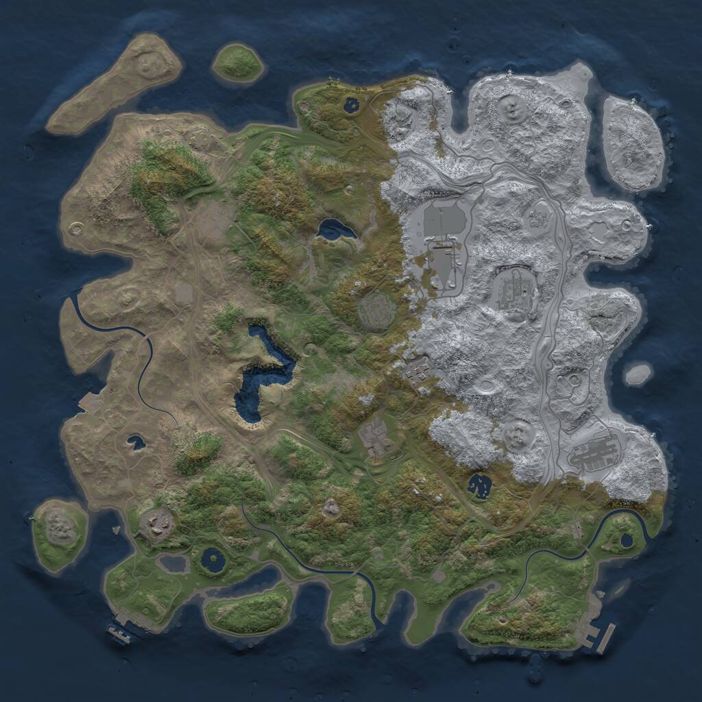 Rust Map: Procedural Map, Size: 4400, Seed: 58326860, 16 Monuments