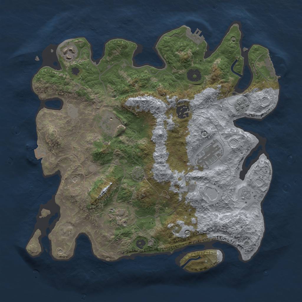 Rust Map: Procedural Map, Size: 3300, Seed: 1512737080, 14 Monuments