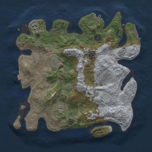 Thumbnail Rust Map: Procedural Map, Size: 3300, Seed: 1512737080, 14 Monuments