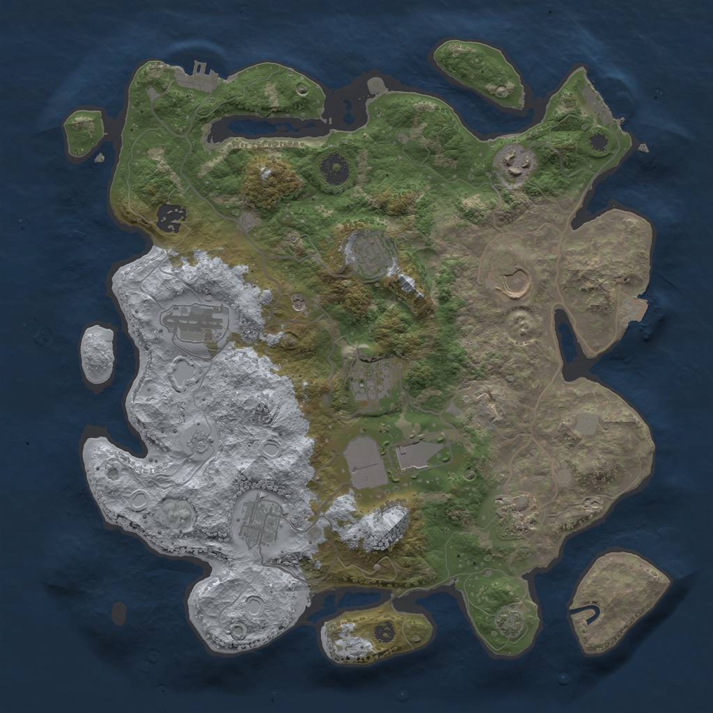 Rust Map: Procedural Map, Size: 3600, Seed: 22811, 17 Monuments